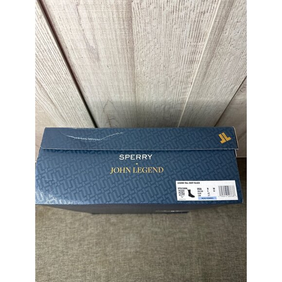 Sperry x John Legend Mens Sz 9 Tall Black Leather Lace-Up Boots w/ Side Zipper - Picture 10 of 11